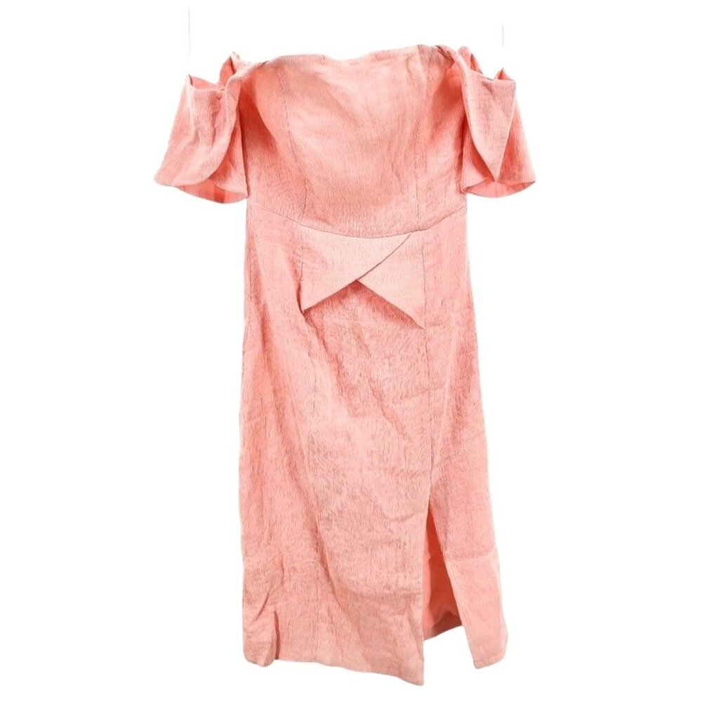 ELLIAT M Dress Acacia Crape Textured Off Shoulder Pleated Slit Front Knee Length - Picture 3 of 16